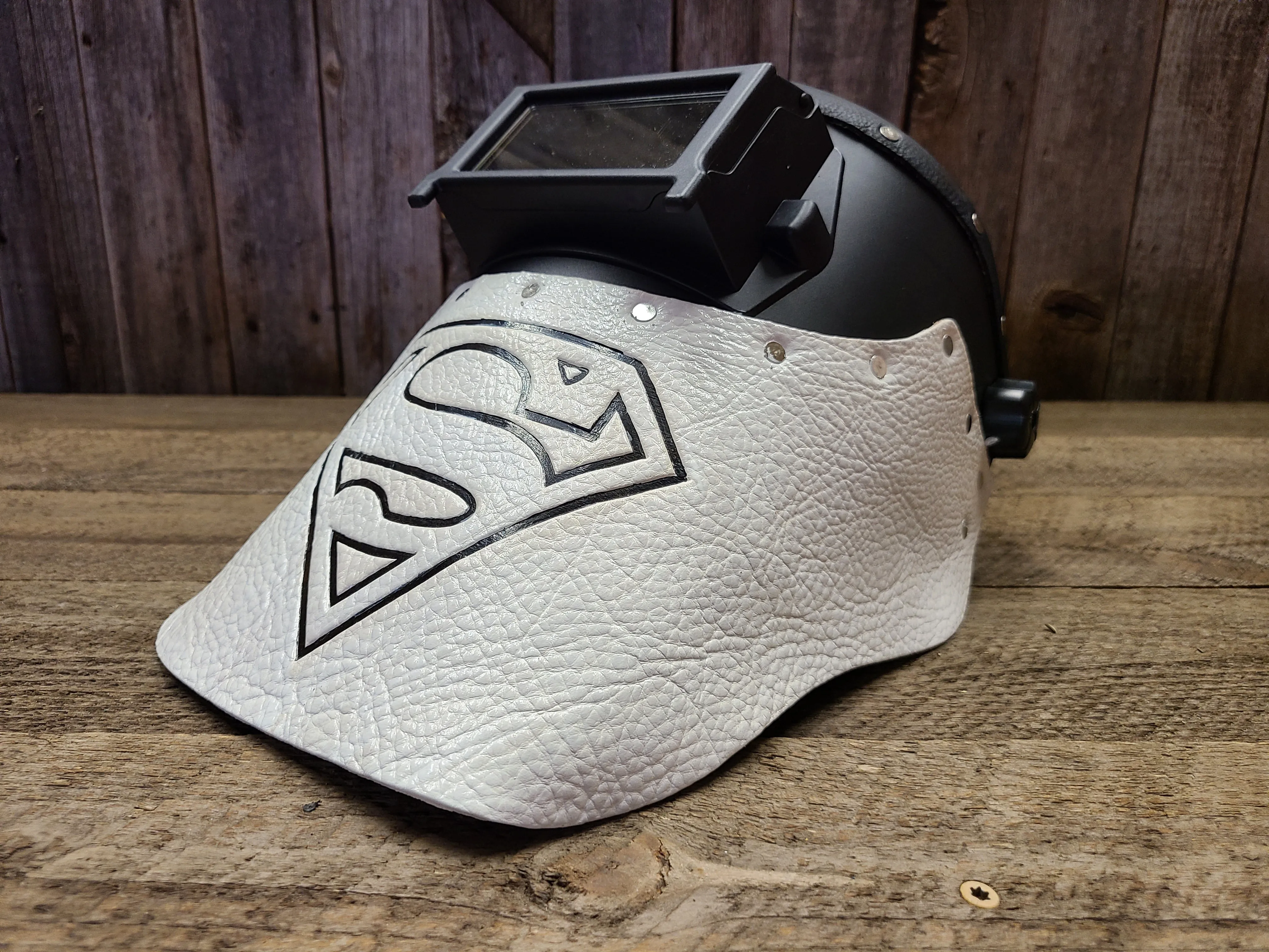 Outlaw Leather - Welding Hood - Black/White Superman