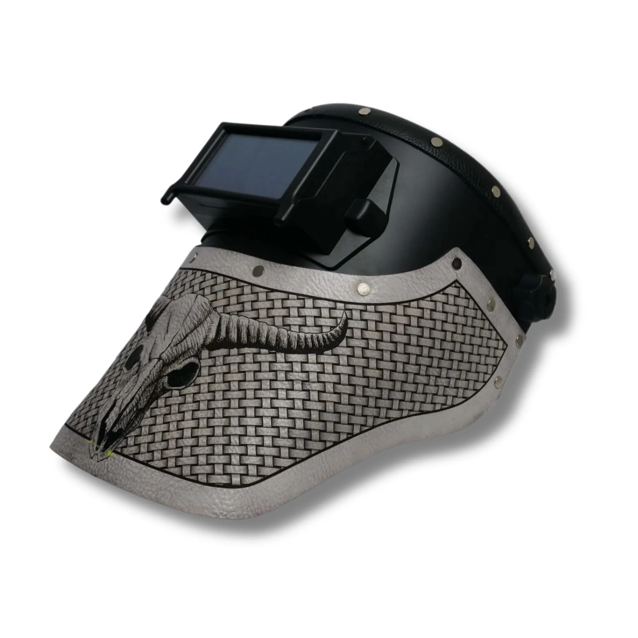 Outlaw Leather - Welding Hood - Longhorn Skull White