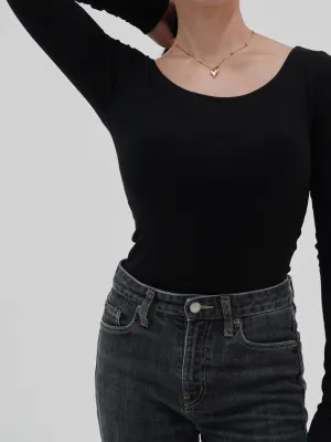 Padded Long Sleeve Top / 墨(black)
