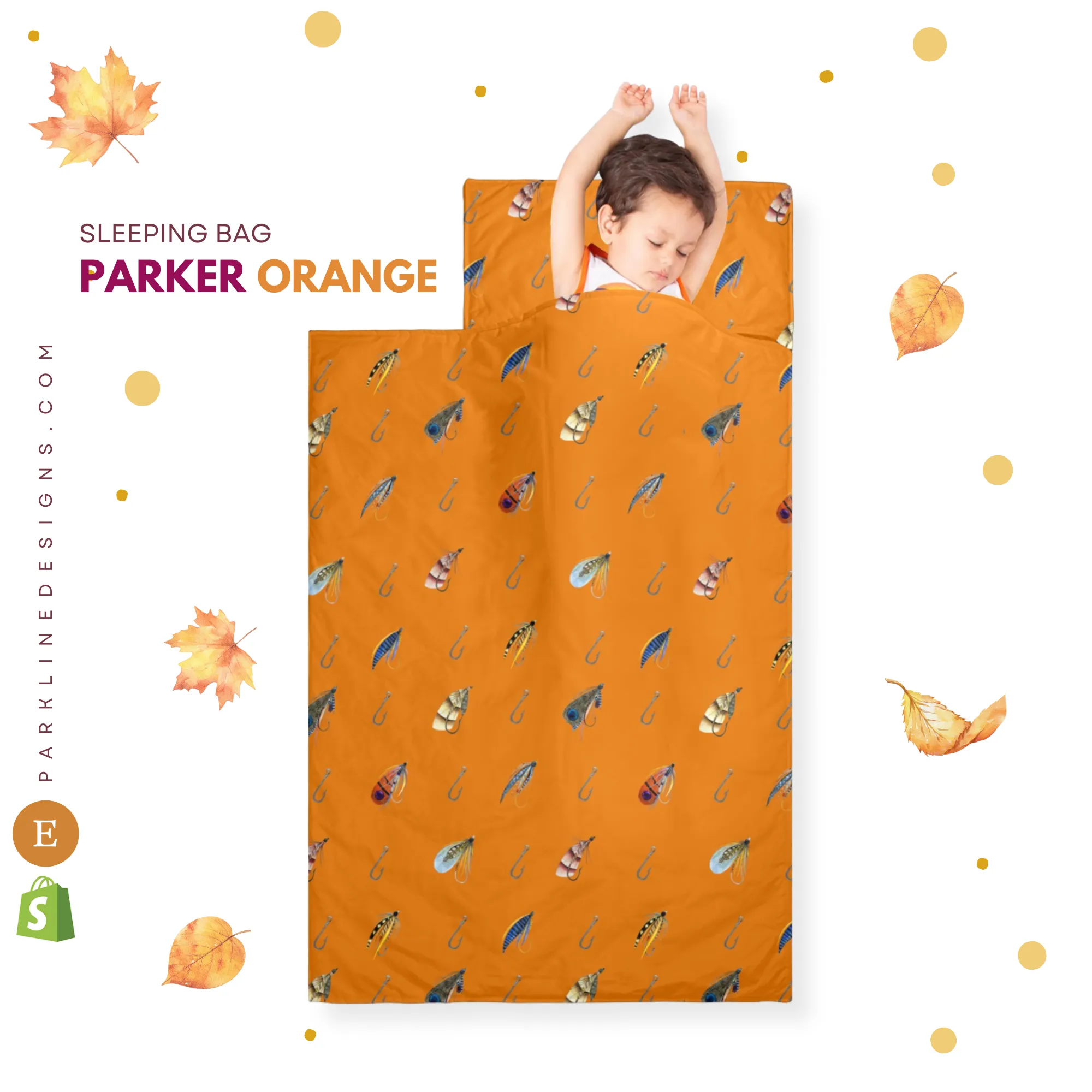 Parker Orange Kids' Long Sleeping Bag | A Catchy Blend of Comfort & Style | Lightweight and Durable Sleeping Bag for Kids