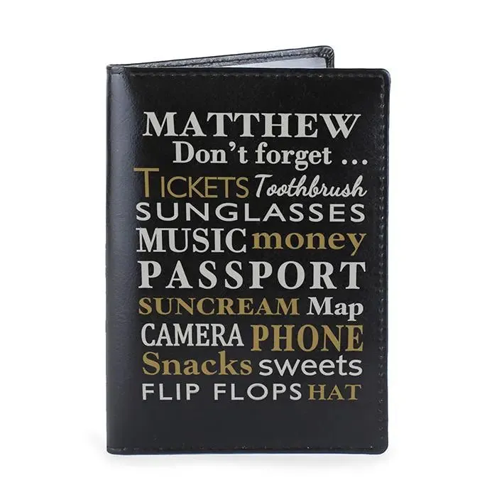 Personalised Don't Forget Black Passport Holder