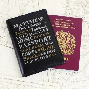 Personalised Don't Forget Black Passport Holder