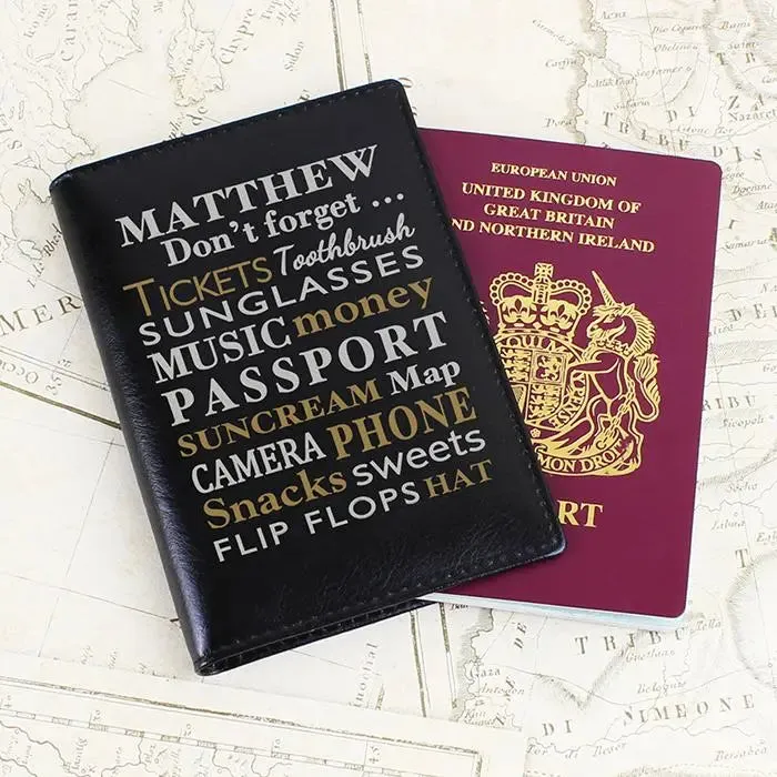 Personalised Don't Forget Black Passport Holder