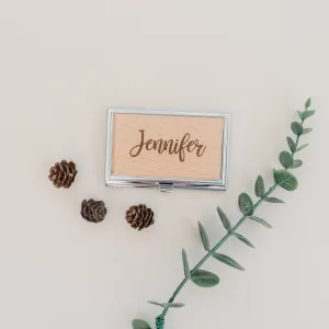 Personalized Business Card Holder - personalized gift -  wood credit card holder - business card case - small business owner