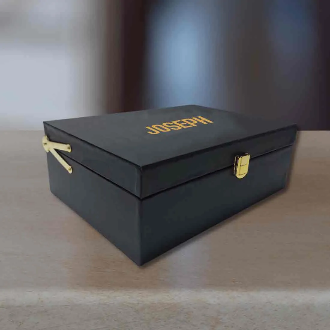 Personalized Gift Boxes for Men Women Vegan Leather Box - Add Name