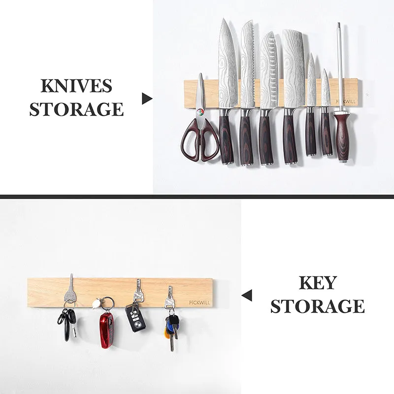 PICKWILL 16‘’ Wooden Magnetic Knife Bar