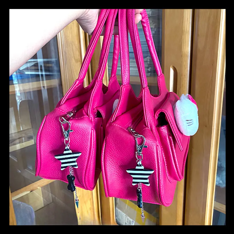 Pink Leather Kitty Handbag KI511