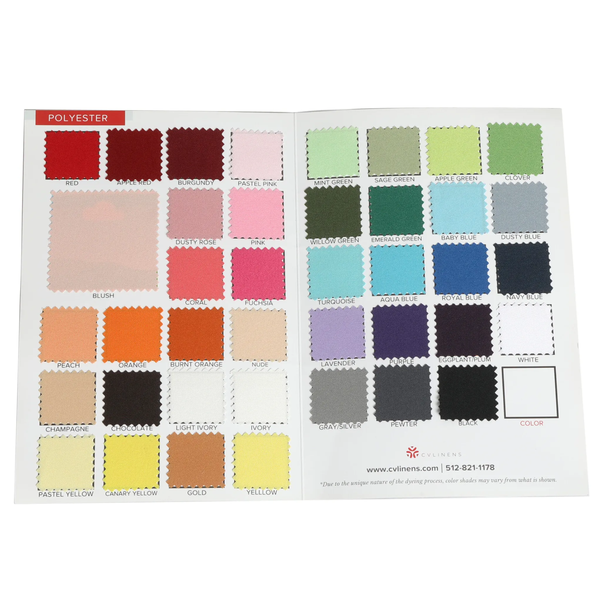 Polyester Swatch Chart