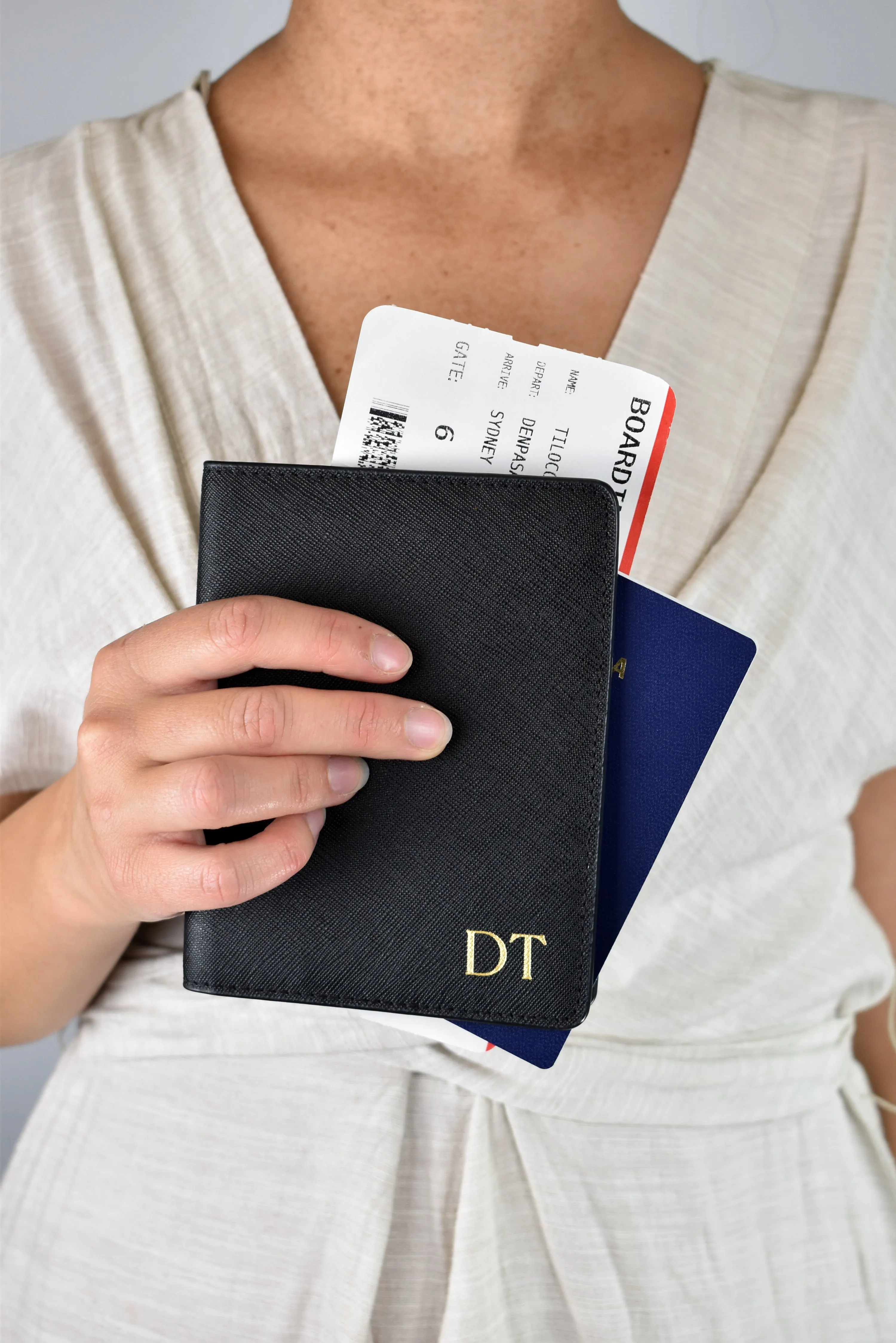PRE ORDER - Personalised Leather Passport Holder- Black