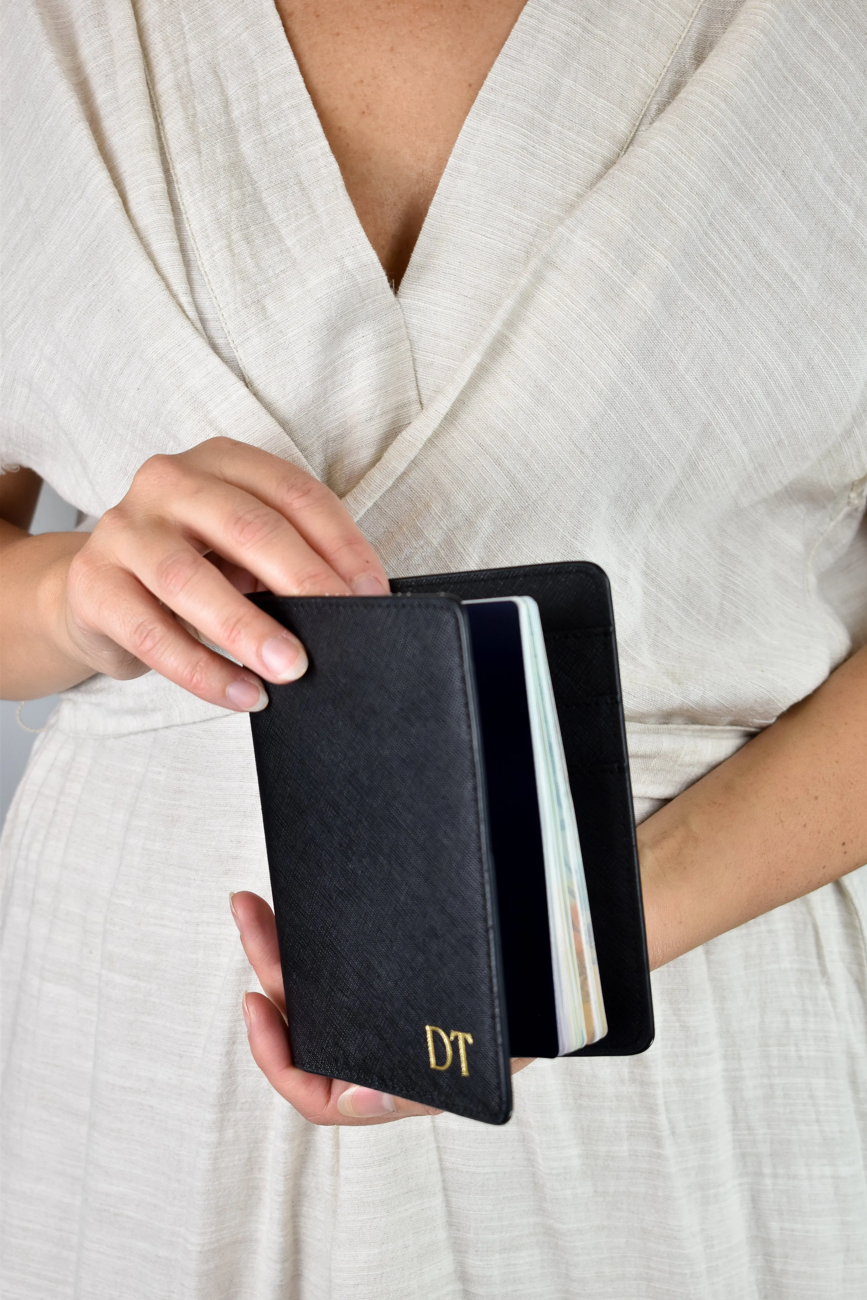 PRE ORDER - Personalised Leather Passport Holder- Black