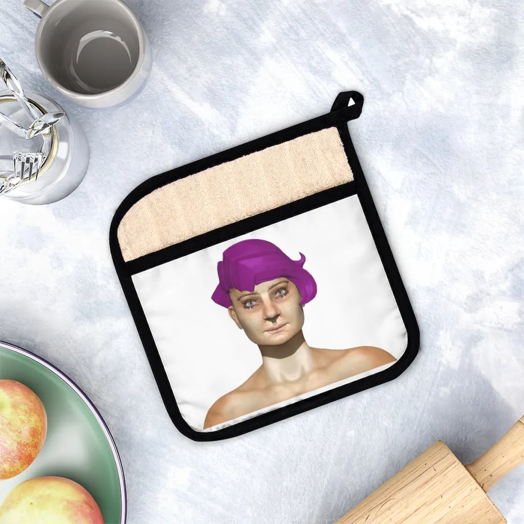Purple Hair Girl Pot Holder with Pocket