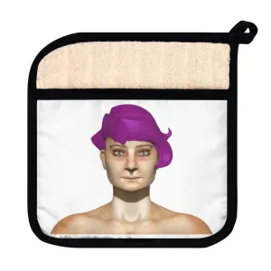Purple Hair Girl Pot Holder with Pocket