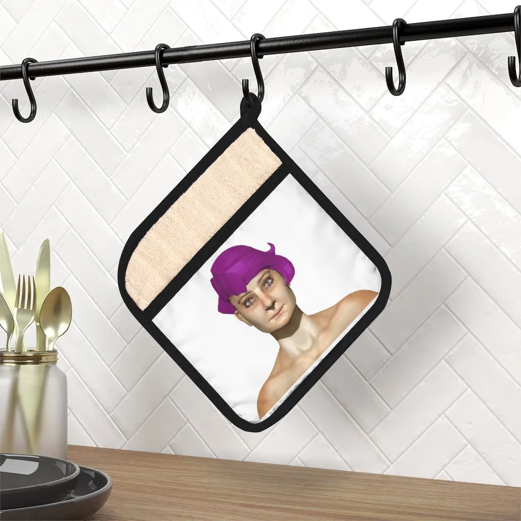 Purple Hair Girl Pot Holder with Pocket