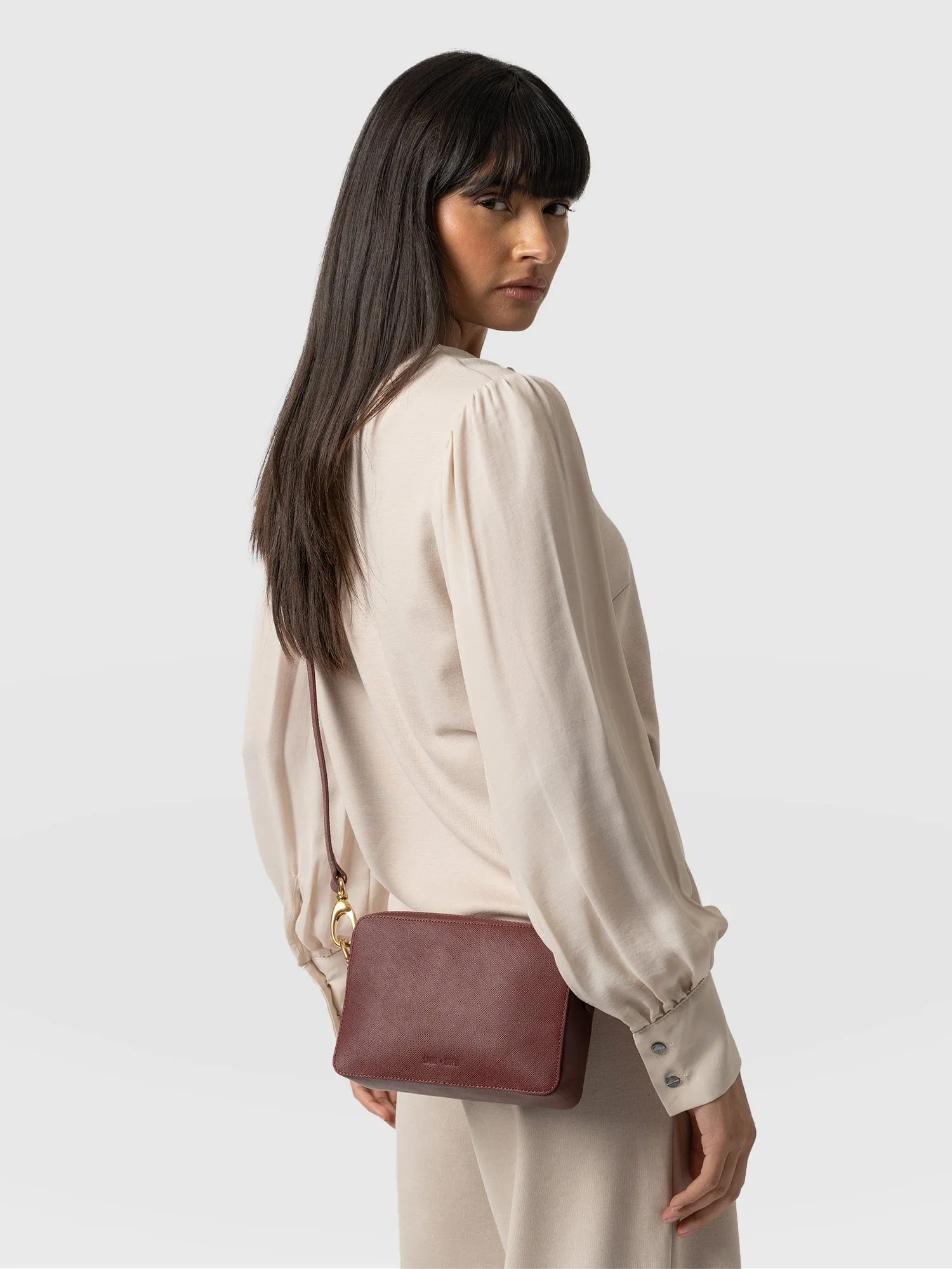 Saffiano Handbag - Burgundy