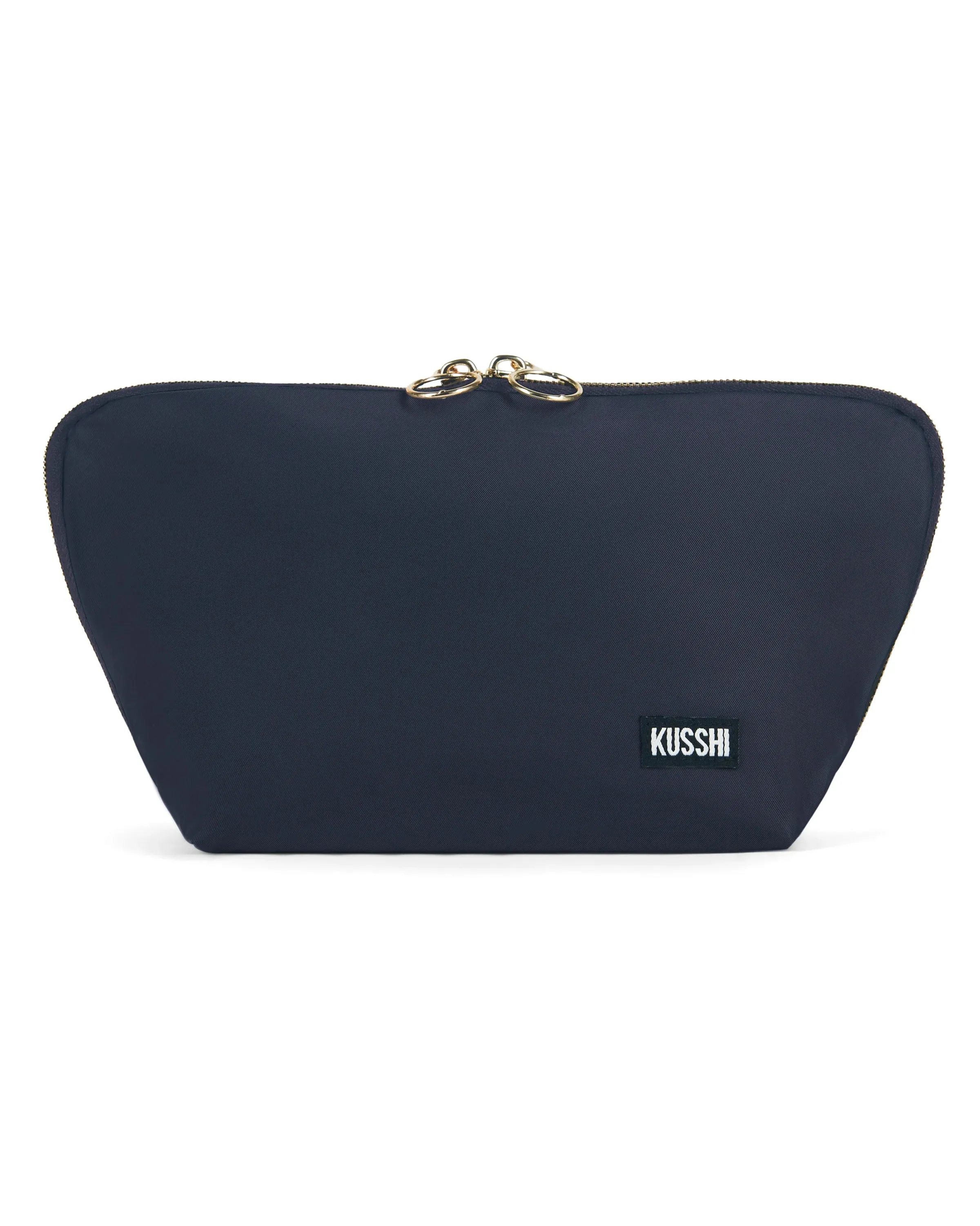 Satin Makeup Bag - Navy/Mint