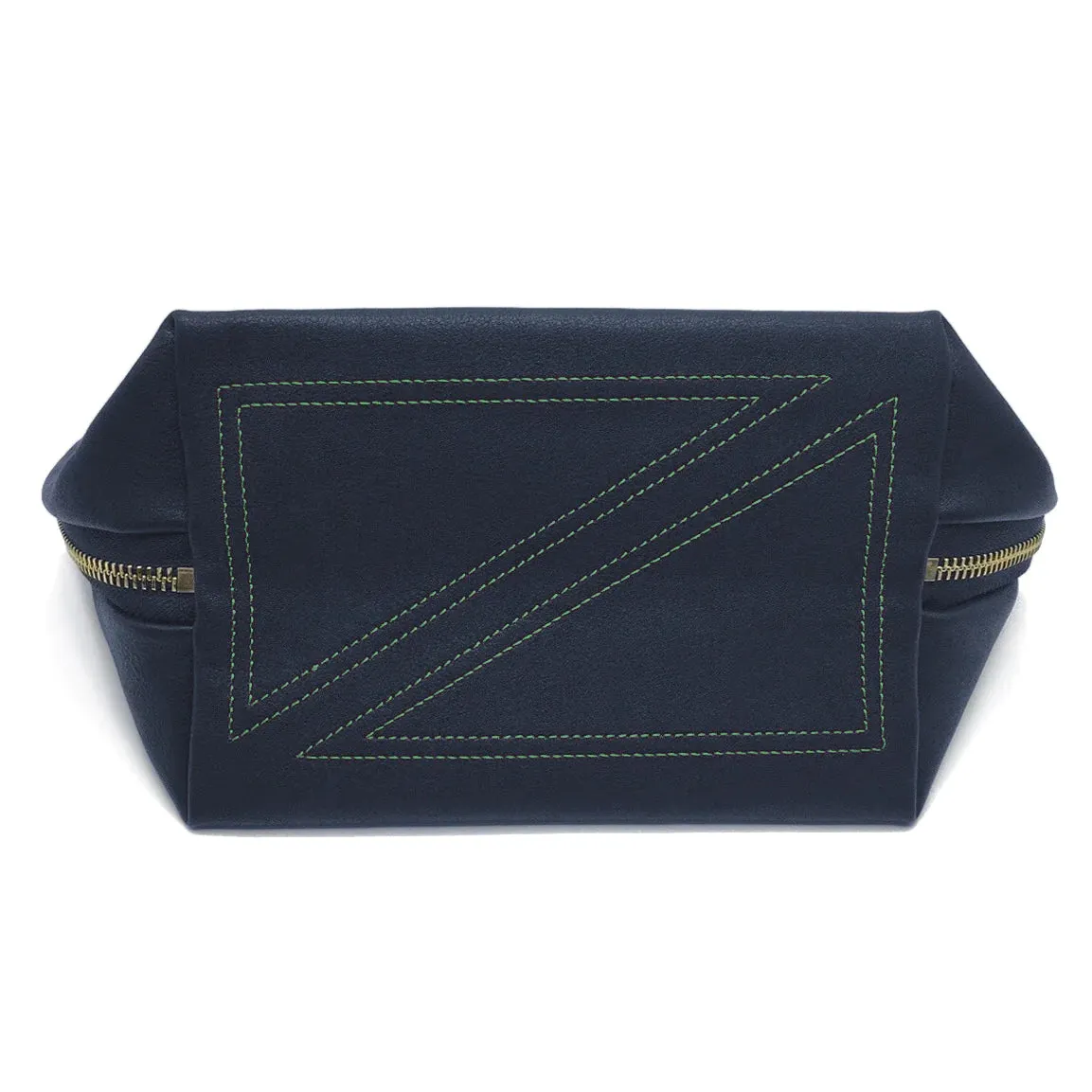 Satin Makeup Bag - Navy/Mint