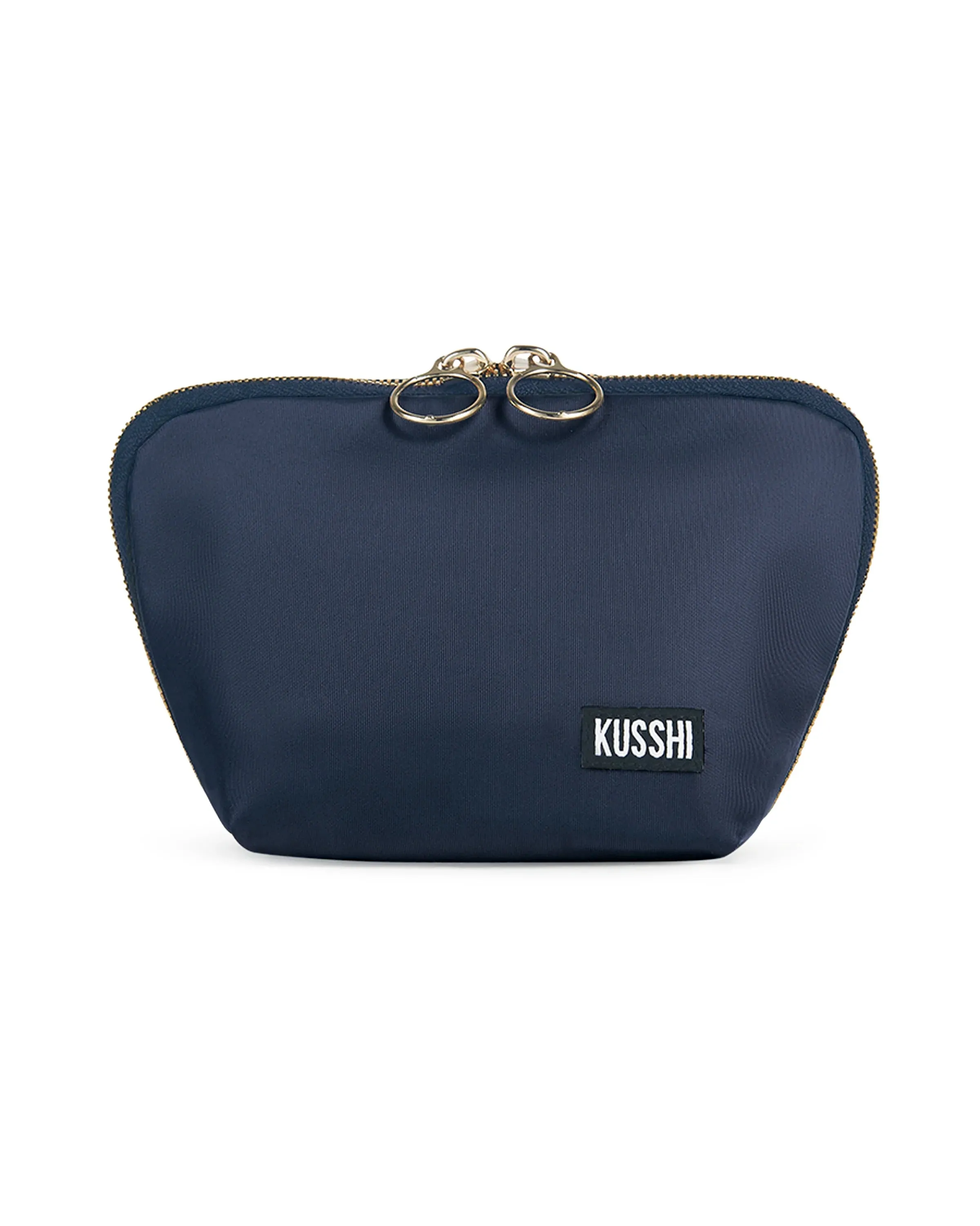 Satin Makeup Bag - Navy/Mint