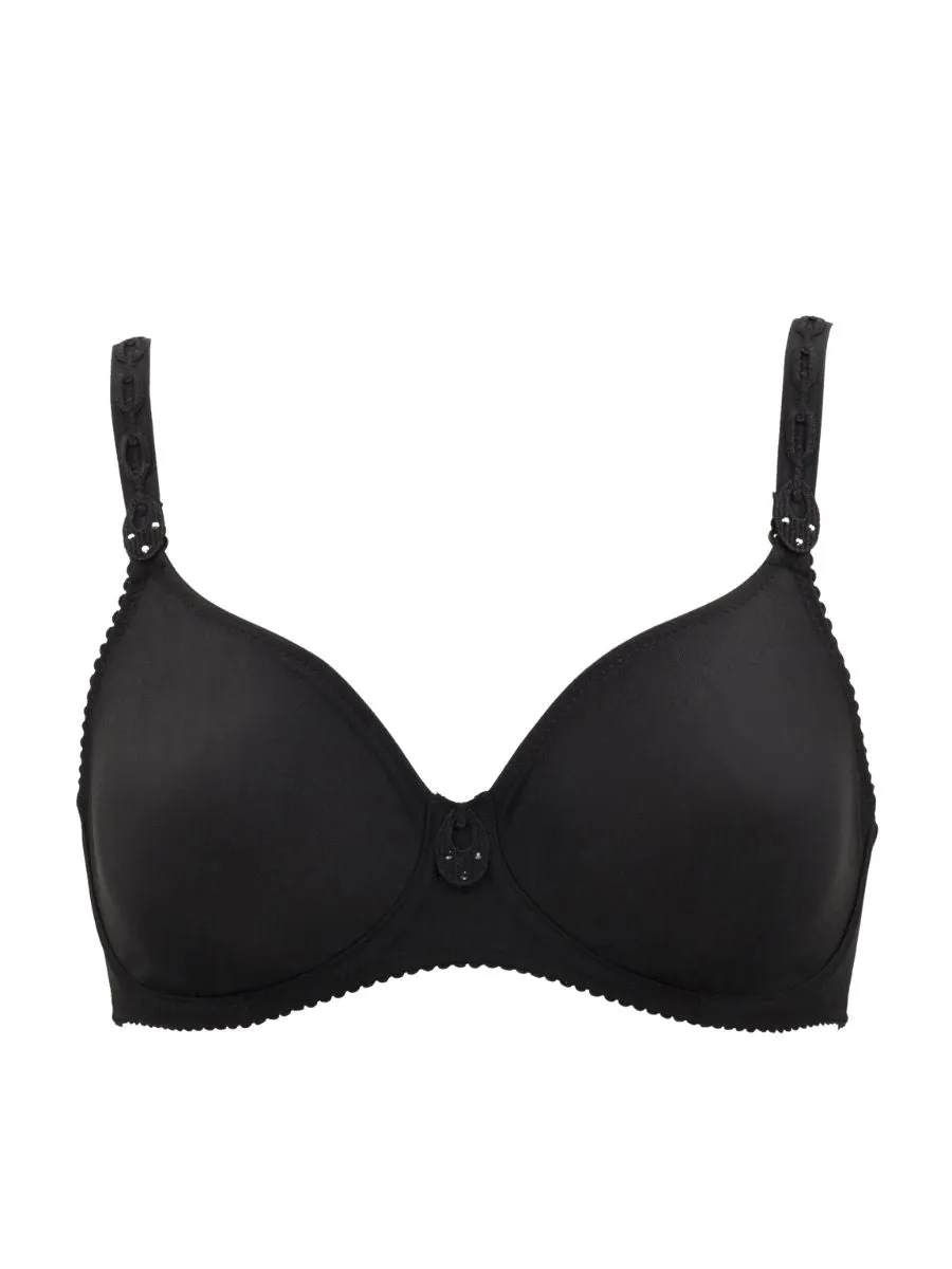 Satin Non Padded Full Cup Bra - Black