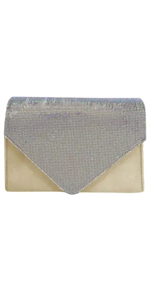 Satin Rhinestone Envelope Handbag