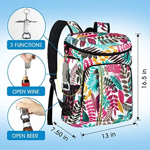 Scothen Backpack Cooler with 12 Ice Packs-Keeps 54 Cans Cold for Up to 24 Hours-Waterproof & Leak Proof Cooler Bookbag-Insulated Ice Chest Backpack Small Cooler Backpack for Women Beach Hiking