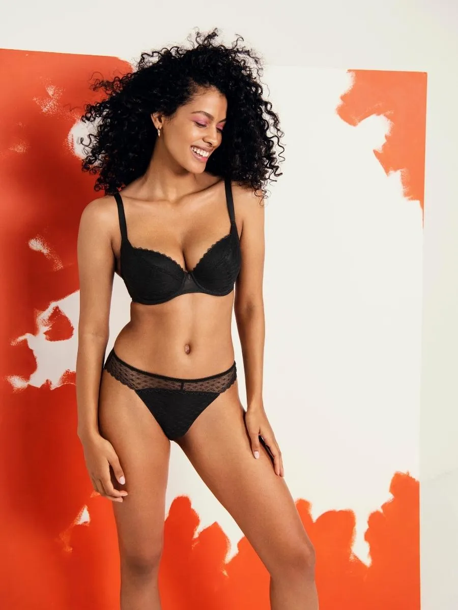 Signature Padded Plunge Bra - Black