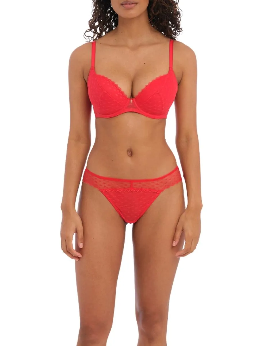 Signature Padded Plunge Bra - Chilli Red