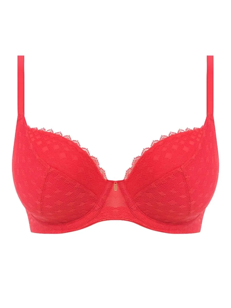 Signature Padded Plunge Bra - Chilli Red