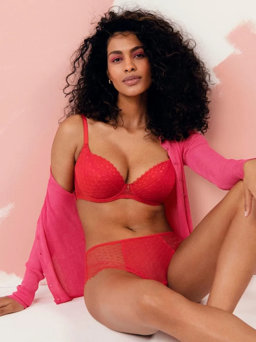 Signature Padded Plunge Bra - Chilli Red