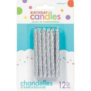 Silver Spiral Candles | 12 ct