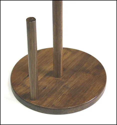 Simply Bamboo Brown Carbonized Bamboo Paper Towel Holder w/ Metal Rooster Ornament - 14.2"