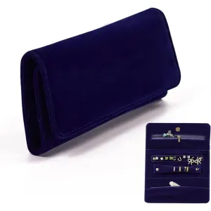 Small Travel Jewelry Organizer, Jewelry Roll, Light Weight Jewelry Organizer Clutch Bag for Daily Jewelries Necklaces Earrings Rings Carrying, Blue