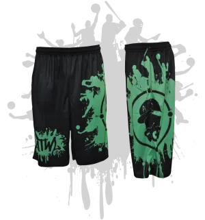 Splatter Splash Mens Full Dye Shorts Black/Kelly Green
