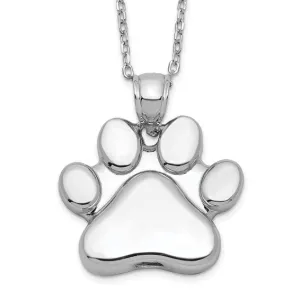 Sterling Silver Paw Print Ash Holder 18" Necklace