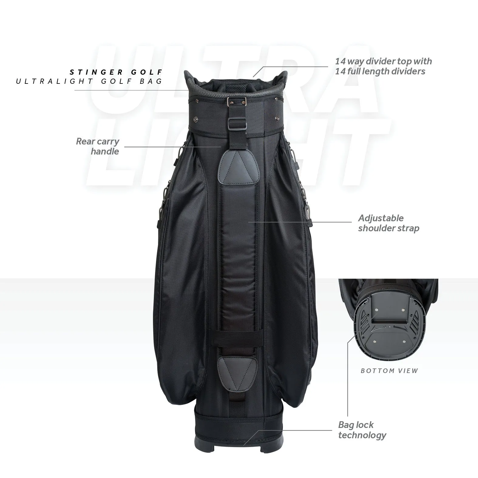 Stinger Lightweight Golf Bag - Black/Grey