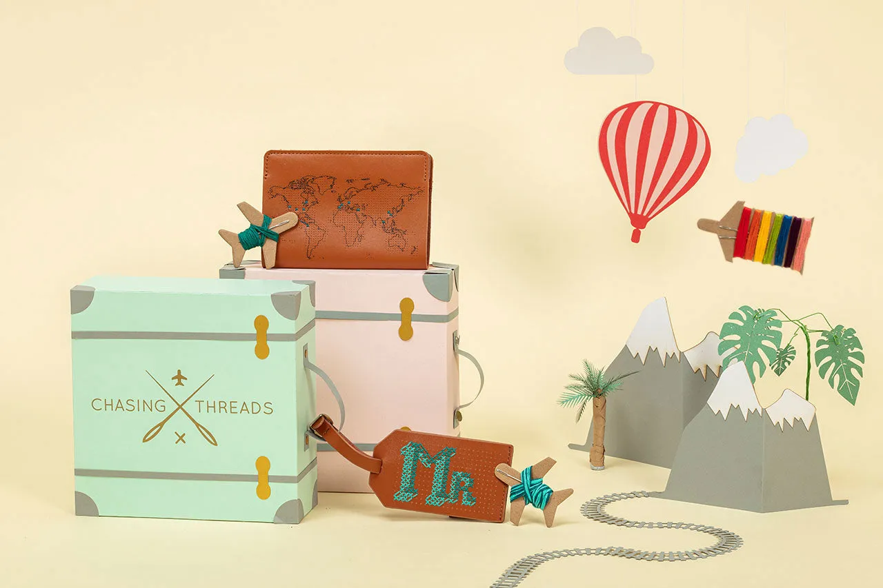 Stitch Passport & Luggage Tag Set - Brown