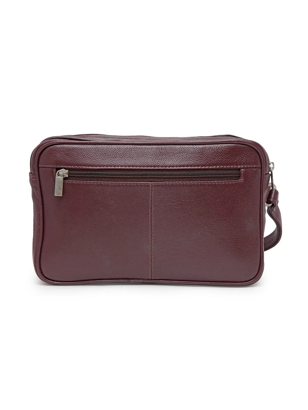 Teakwood  Genuine Leather Toiletry Bag (Garnet)