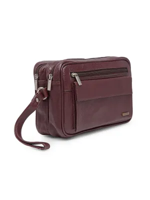 Teakwood  Genuine Leather Toiletry Bag (Garnet)