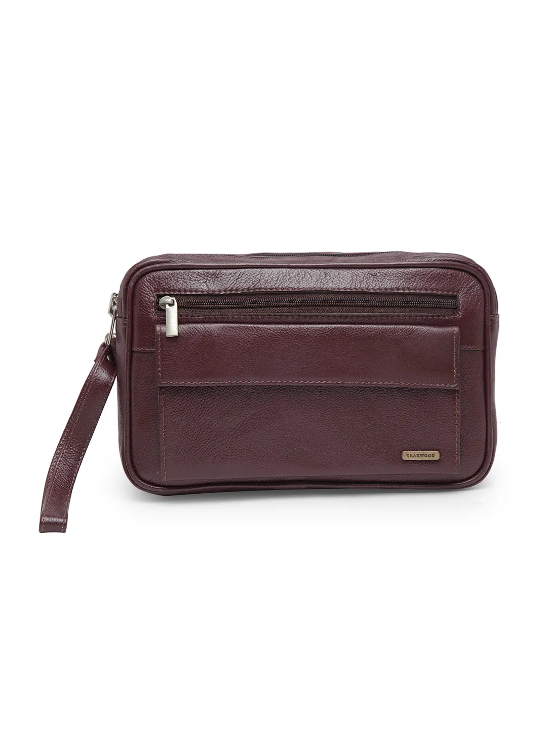 Teakwood  Genuine Leather Toiletry Bag (Garnet)