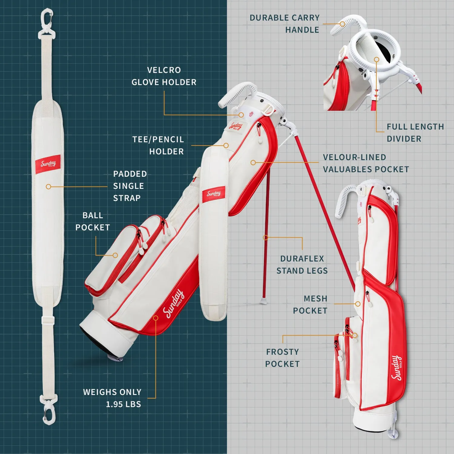 The Loma | Red & Off-White Par 3 Bag