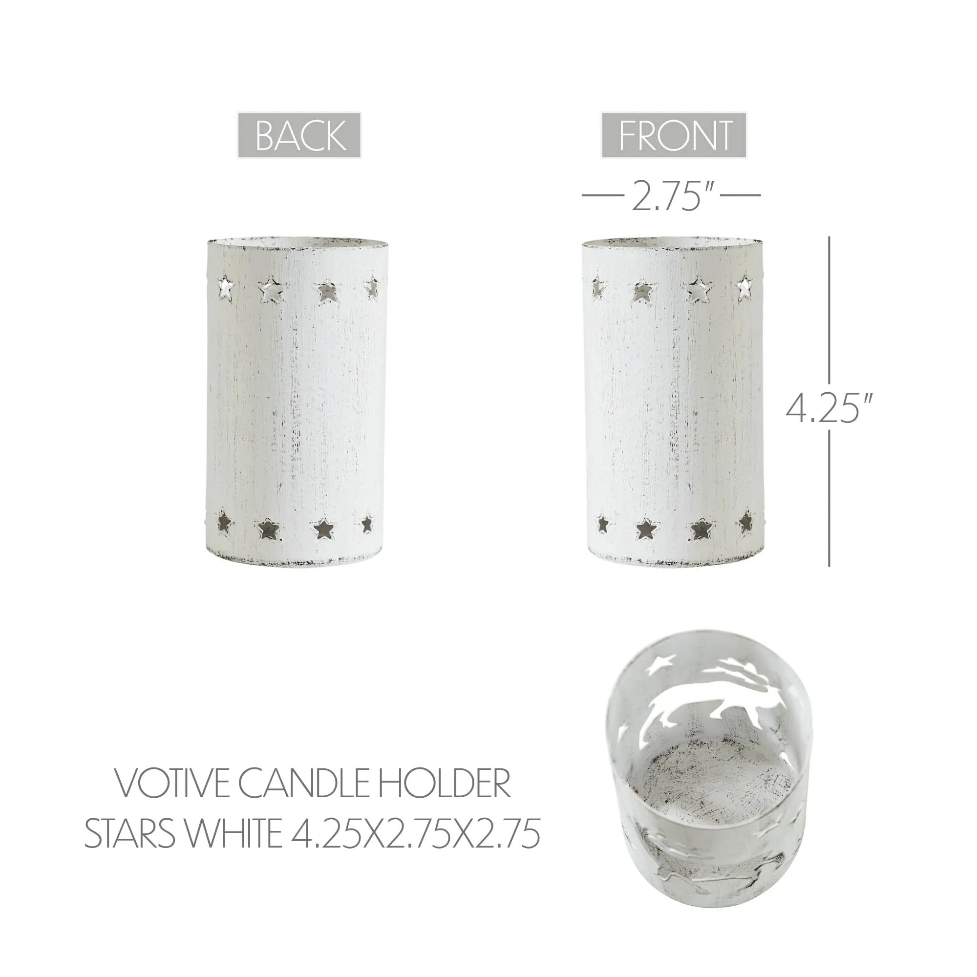 Votive Candle Holder Stars White 4.25x2.75x2.75