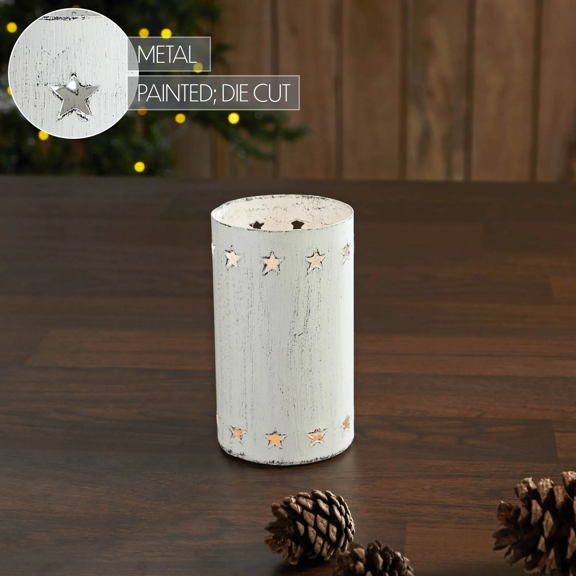 Votive Candle Holder Stars White 4.25x2.75x2.75