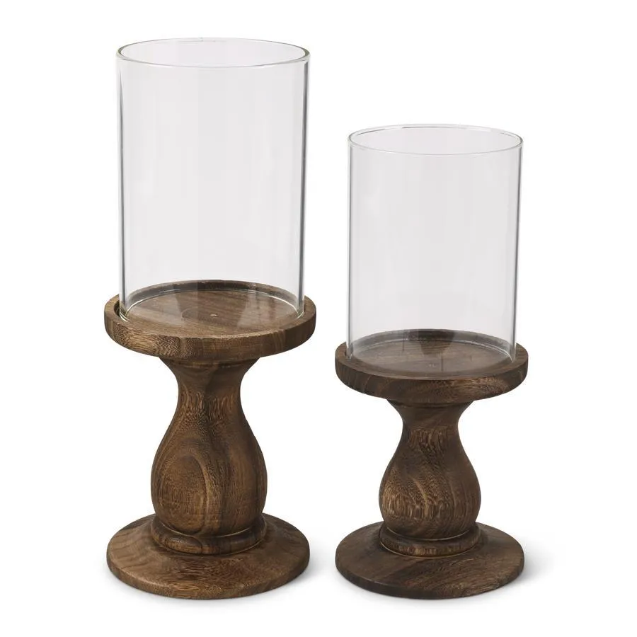 Wood   Glass Candle Holder
