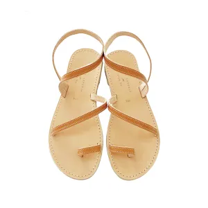 YARDEN SANDALS TANNED WITH BEIGE STITCHES