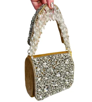 Yellow Gold Small Velvet Sparkles Clutch Purse - by Merry Dove