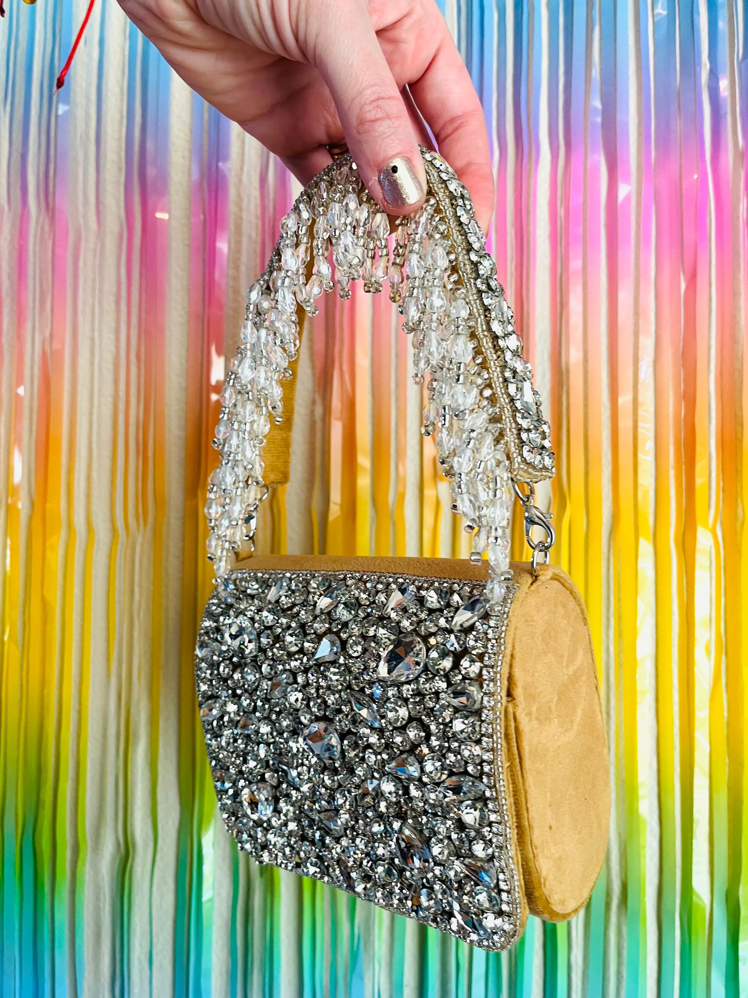 Yellow Gold Small Velvet Sparkles Clutch Purse - by Merry Dove