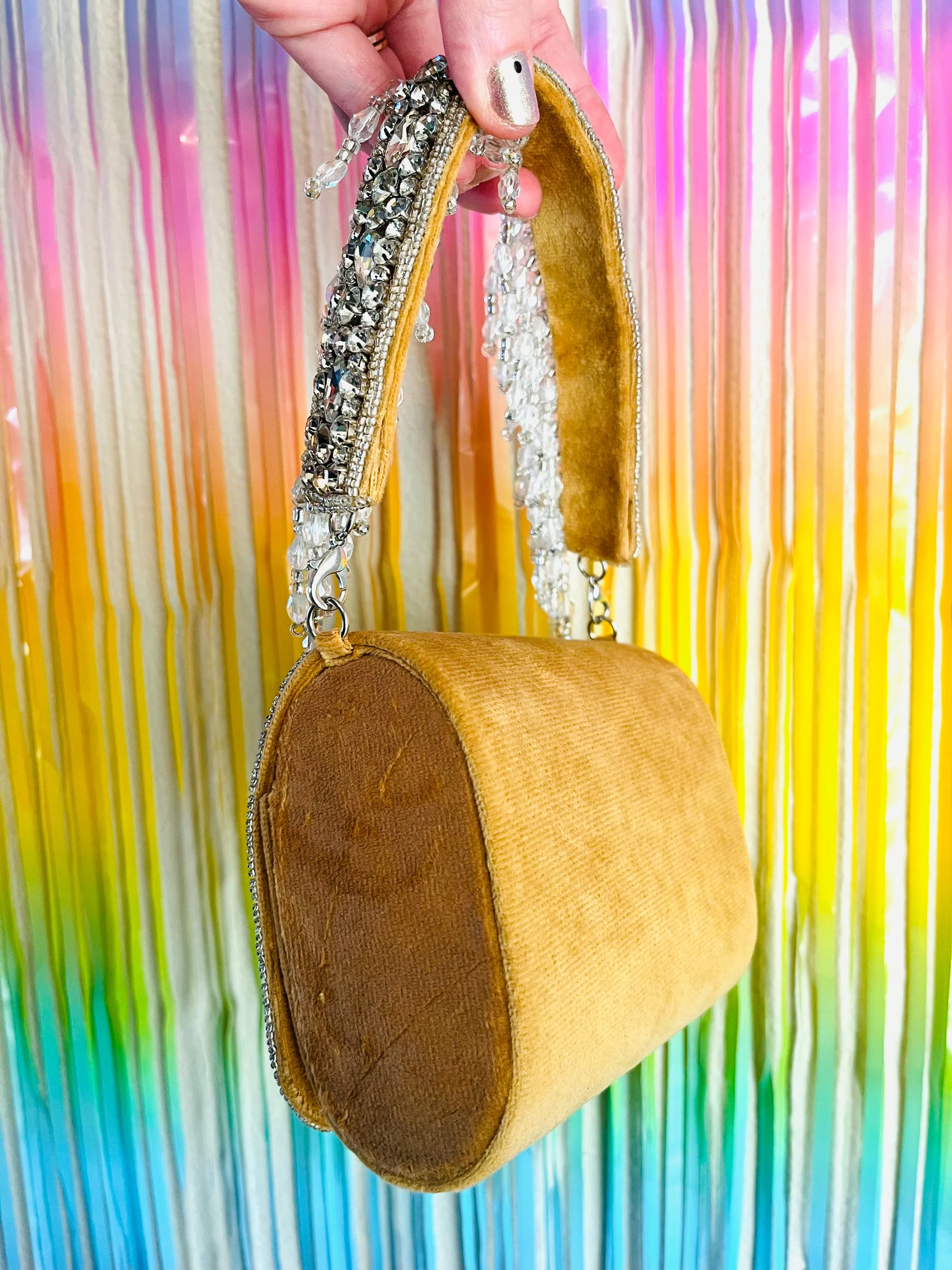 Yellow Gold Small Velvet Sparkles Clutch Purse - by Merry Dove