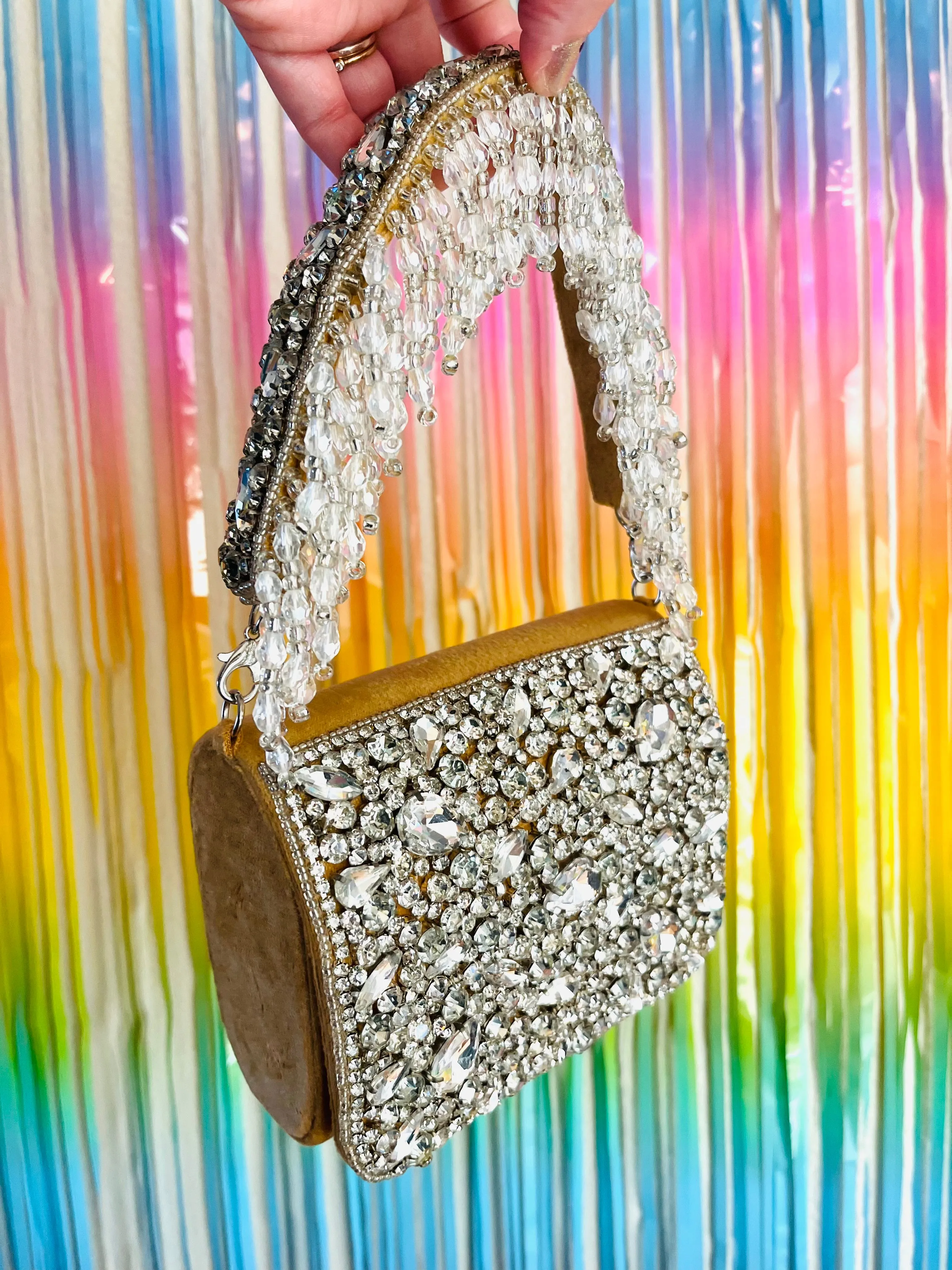 Yellow Gold Small Velvet Sparkles Clutch Purse - by Merry Dove