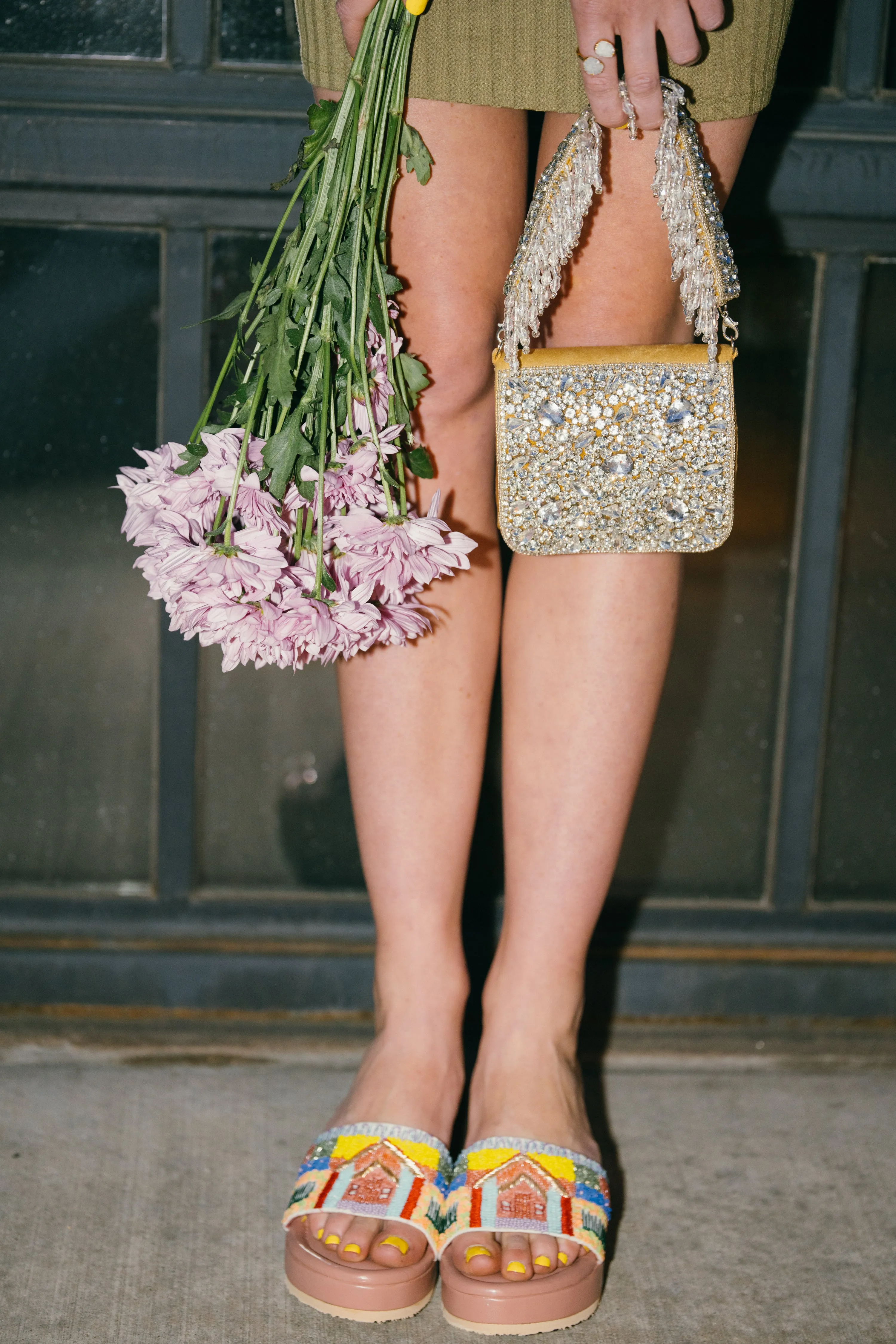 Yellow Gold Small Velvet Sparkles Clutch Purse - by Merry Dove